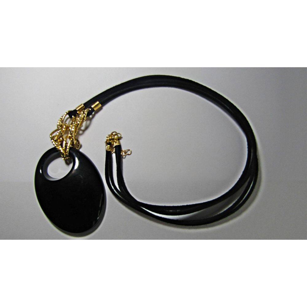 Colar Artesanal Pingente De Acrílico E Cordão De Camurça F