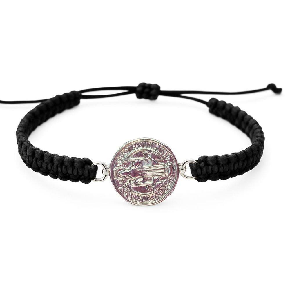 Pulseira Medalha São Bento Dupla Face 1,5 Cm Ajustável