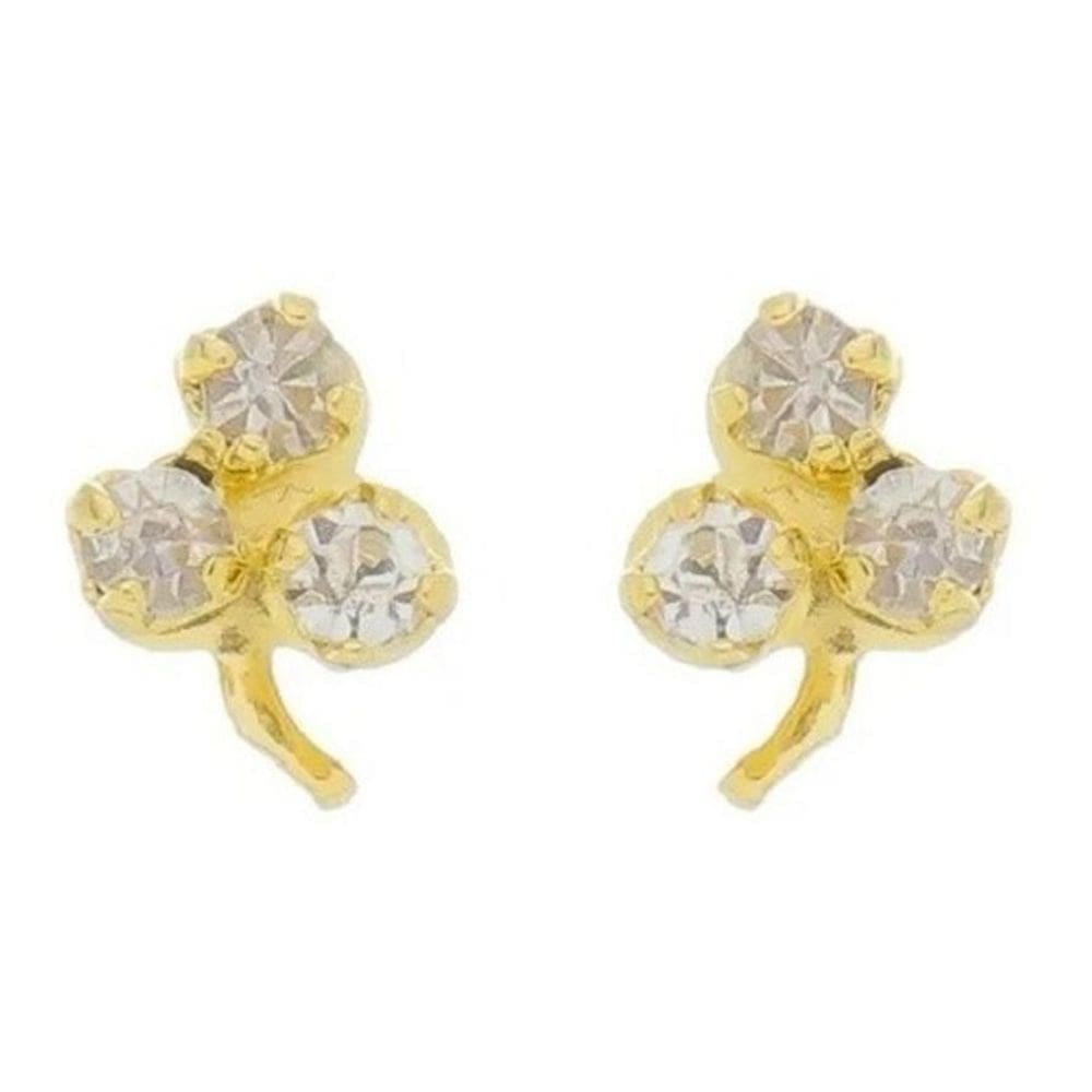 Brinco Dourado Infantil Folheado Ouro Uva Strass 2 Furo Peq