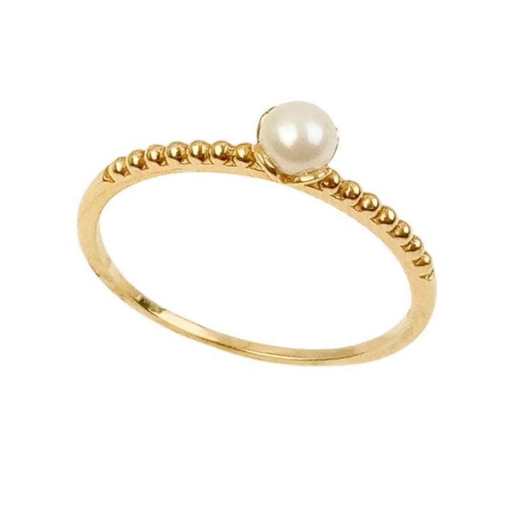 Anel 1 Pérola Em Ouro 18K