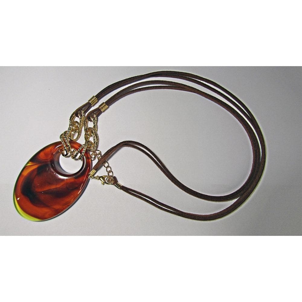 Colar Artesanal Pingente De Acrílico E Cordão De Camurça B