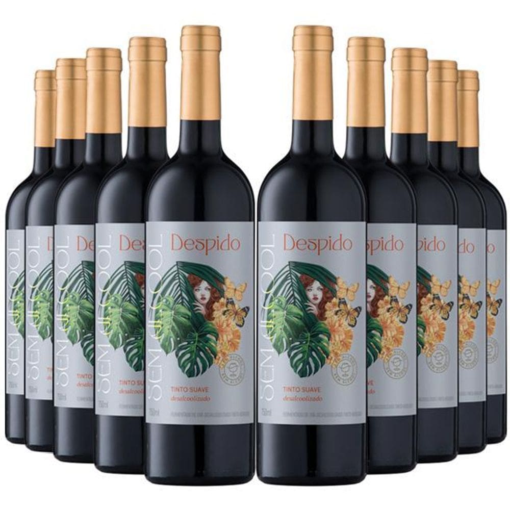 Combo De Vinhos Sem Álcool Despido Tinto Suave - 750Ml - 10