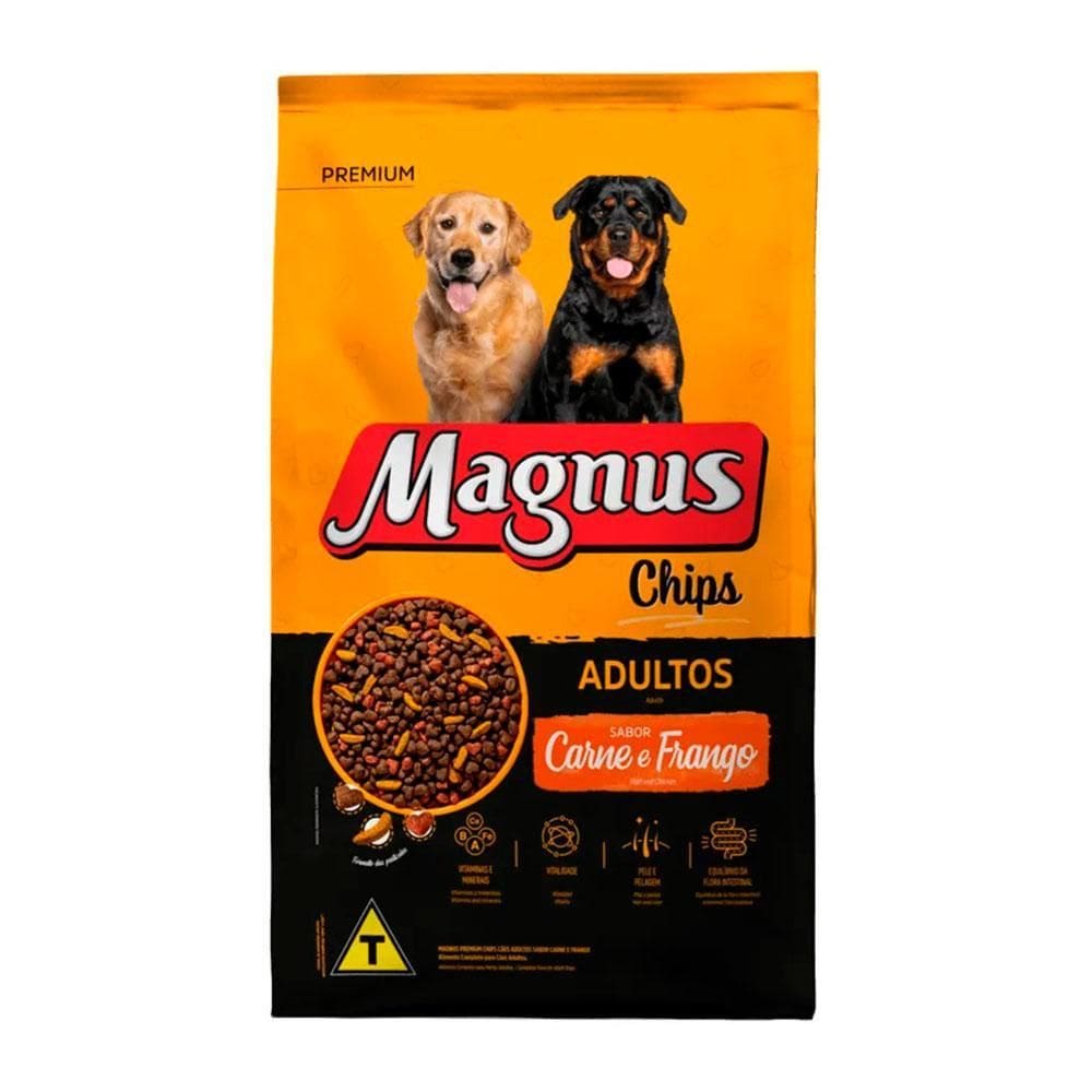 Ração Magnus Chips Cães Adultos Sabor Carne E Frango 20Kg