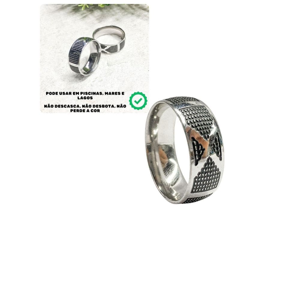 Anel Dedeira 7Mm Masculino Prateado Preto Minimalista Básico