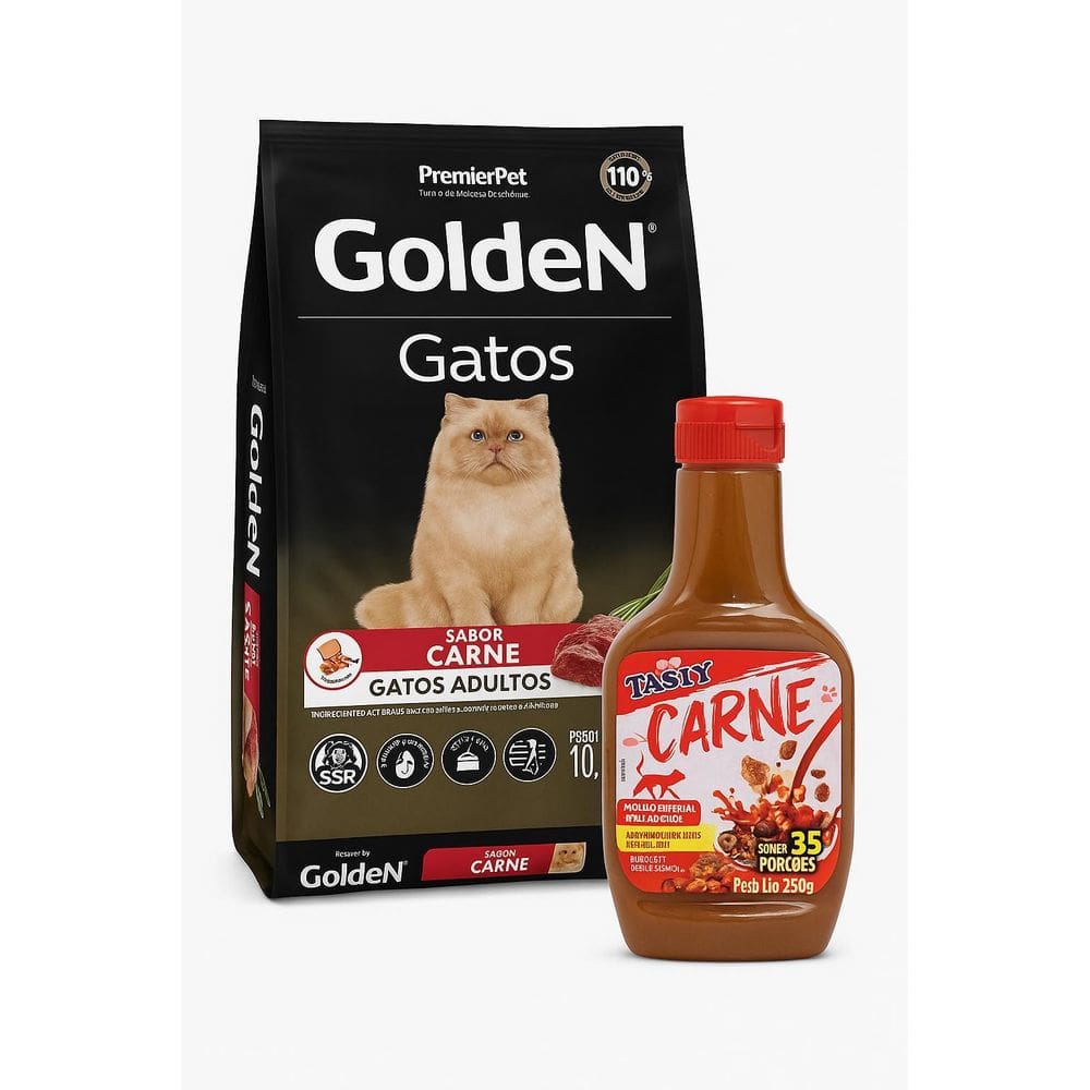 Ração Golden 10Kg Gatos Adultos Carne + Molho Carne