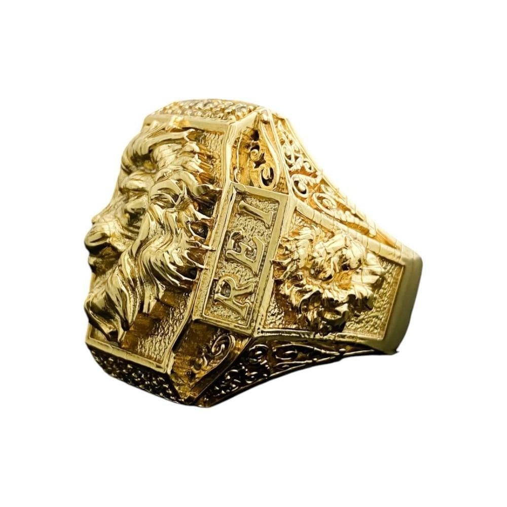 Anel Leão Rei - Banhado A Ouro 18K