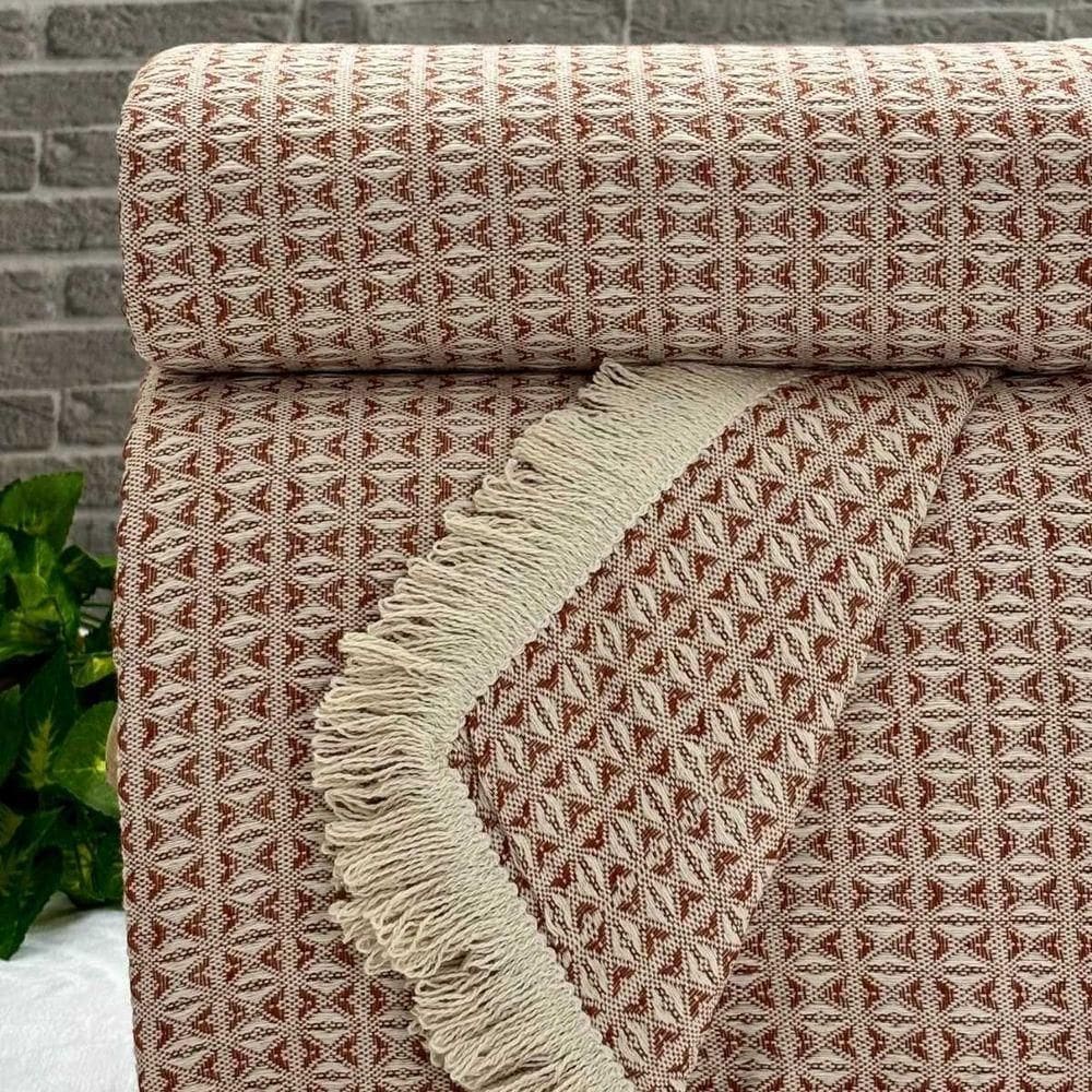 Manta Para Sofá Rubi King 260cm X 250cm Cru / Terracota