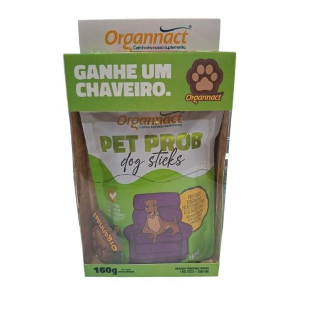 Suplemento Pet Prob Dog Sticks 160G + Chaveiro - Organnact