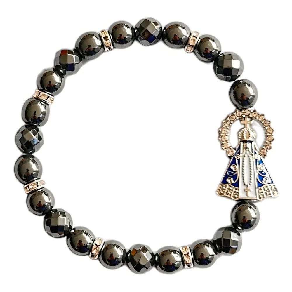 2X Pulseira Hematita 6Mm Nossa Senhora Aparecida Cor