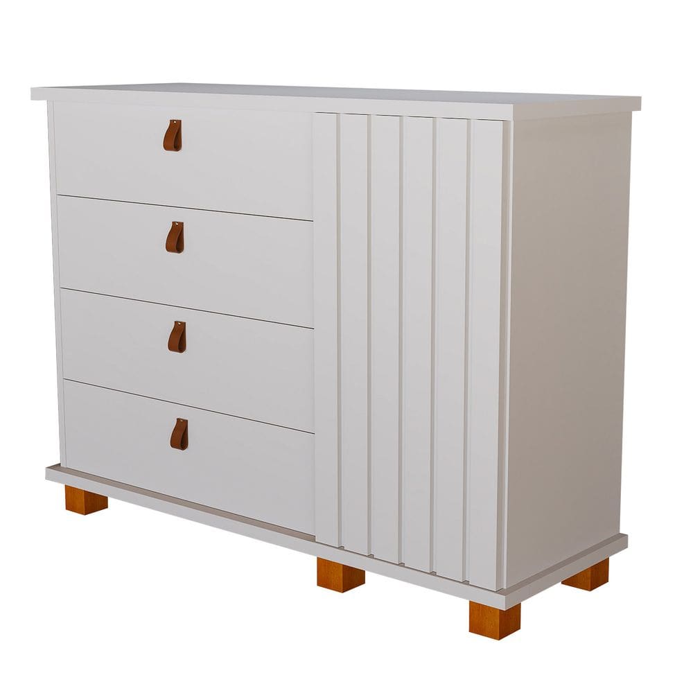 Cômoda Alta 4 Gavetas 1 Porta Ripada Thamirez