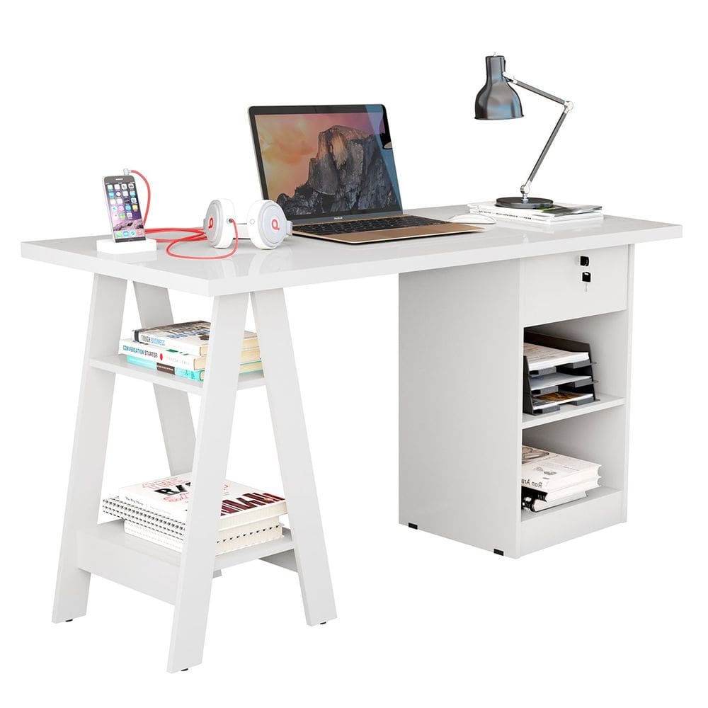 Mesa Escrivaninha para Escritório 1 Gaveta com Chave Boreal