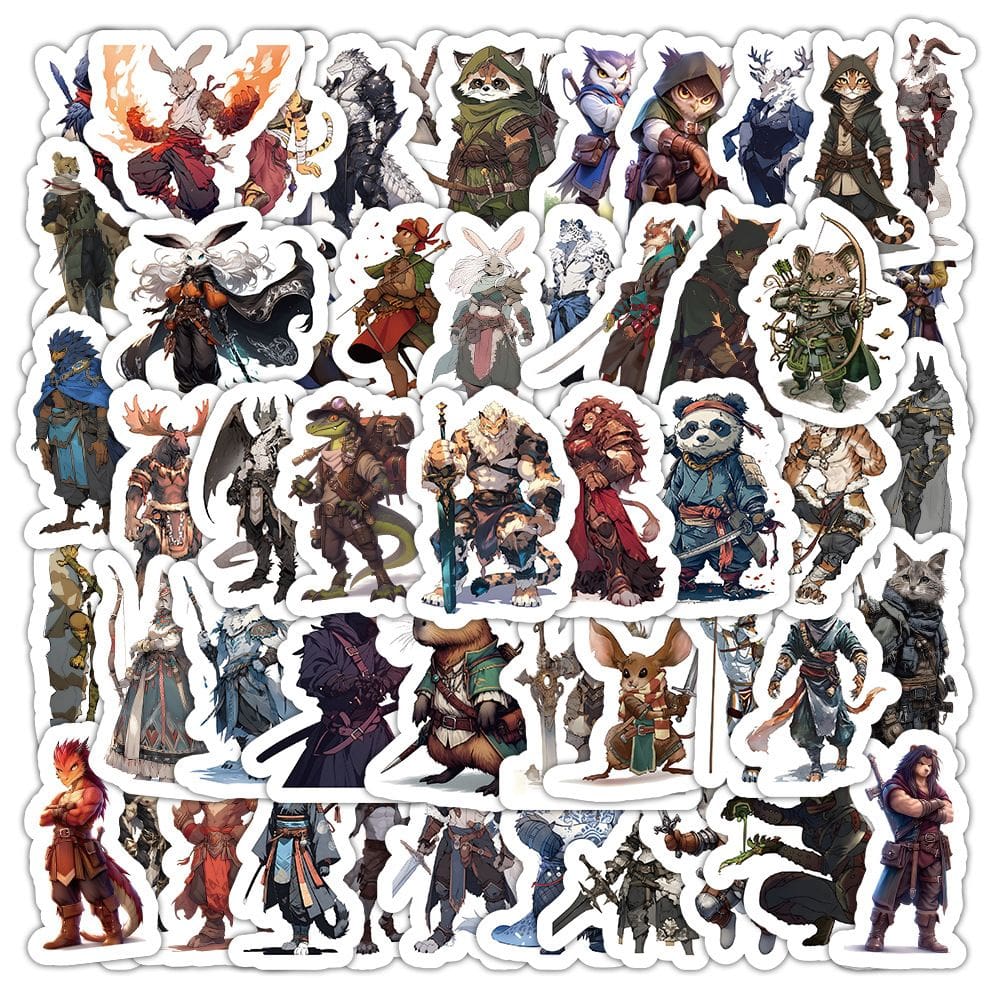 Adesivos Animals Warriors em vinil impermeável Animals Warriors (50 unidades)