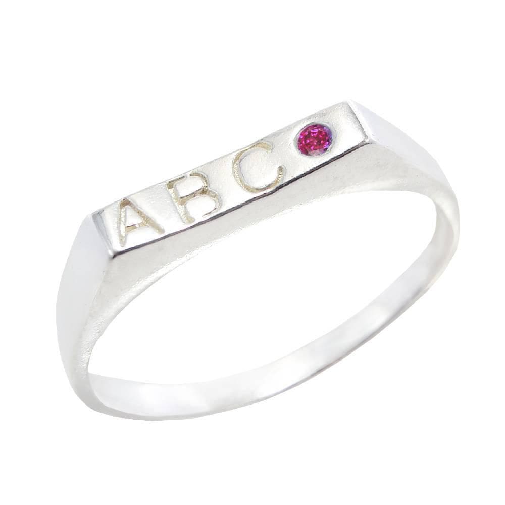 Anel Abc Com Zircônia Rubi Em Prata