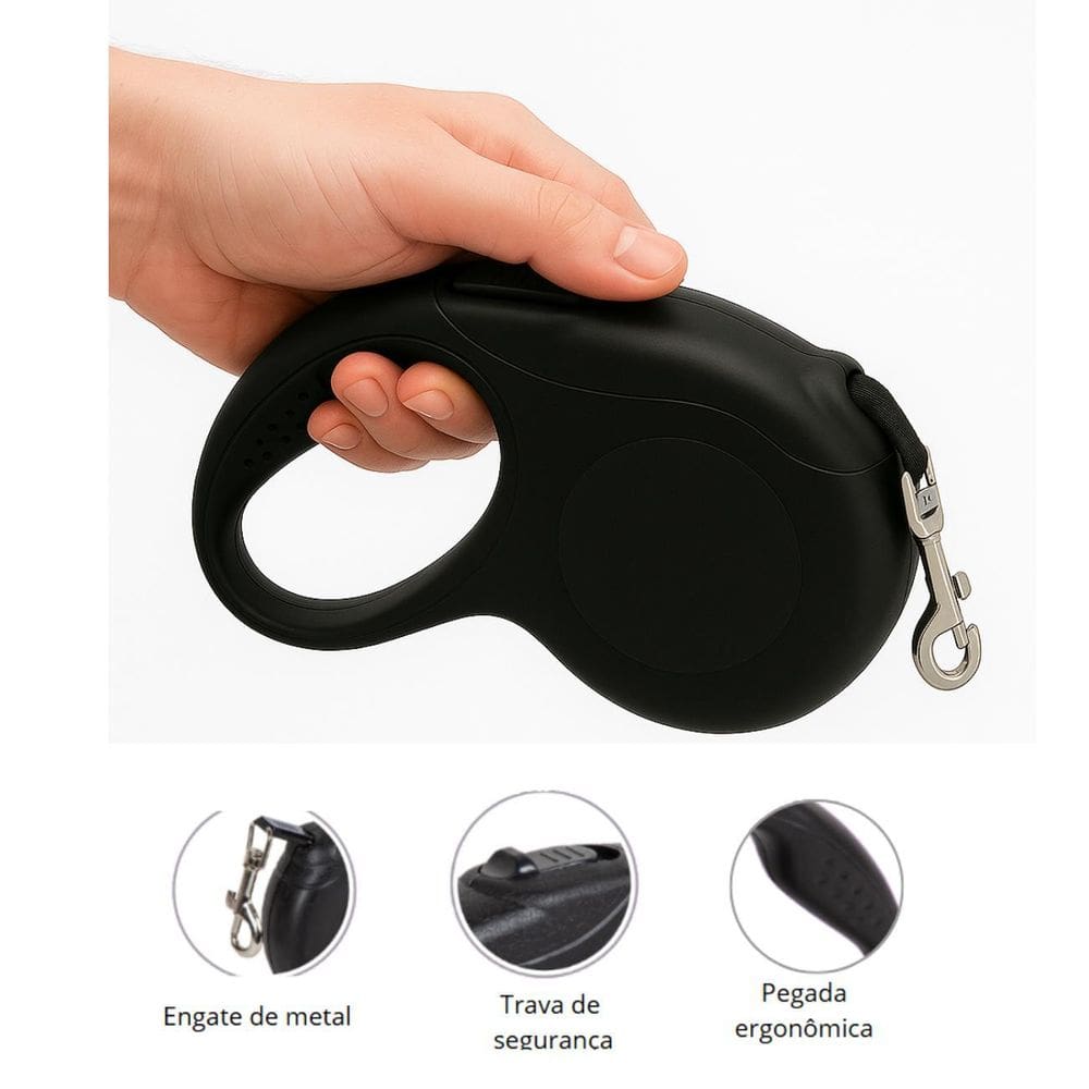 Coleira Guia Retrátil Pet