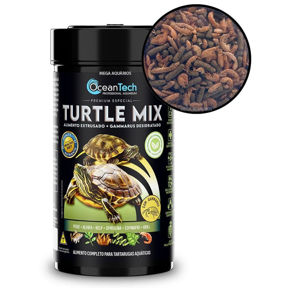 Ração Oceantech Turtle Mix 24G Comida Tartarugas Aquáticas