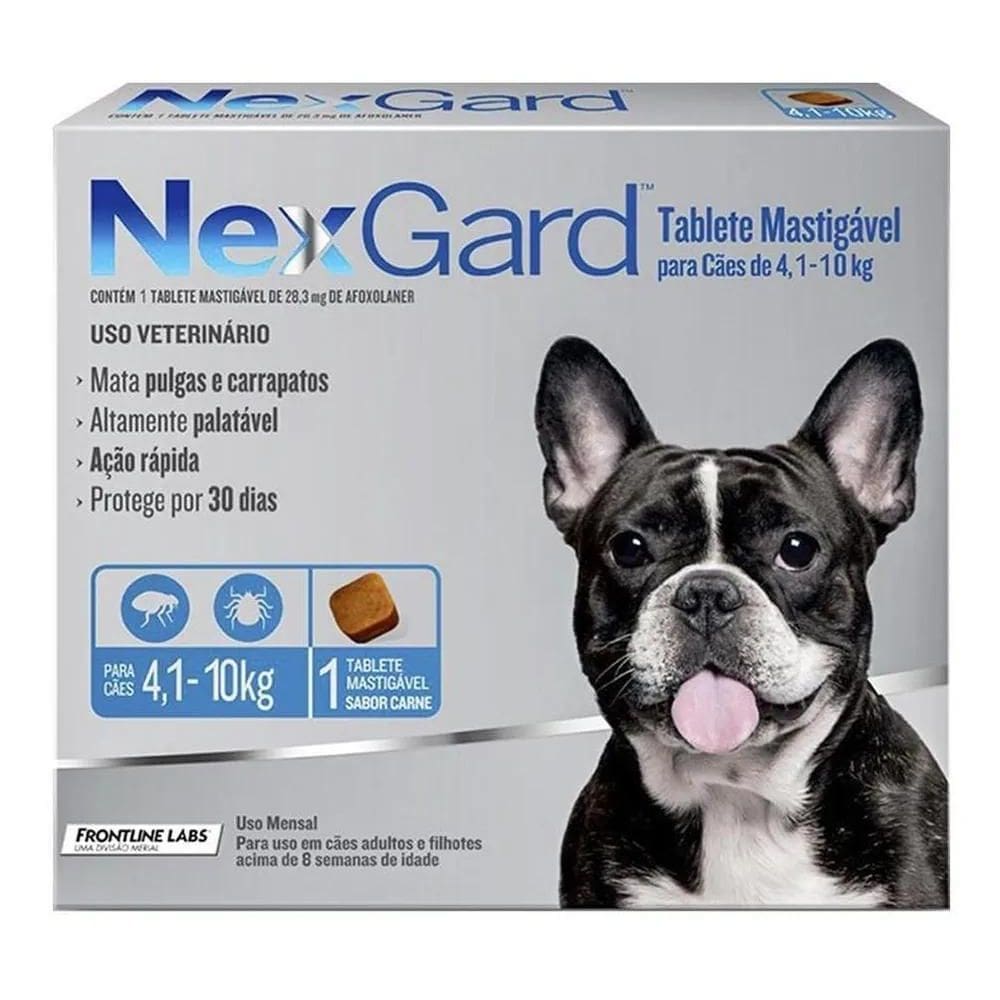 2X Antipulgas E Carrapatos Nexgard 4 A 10Kg Com 1 Comp Nex G