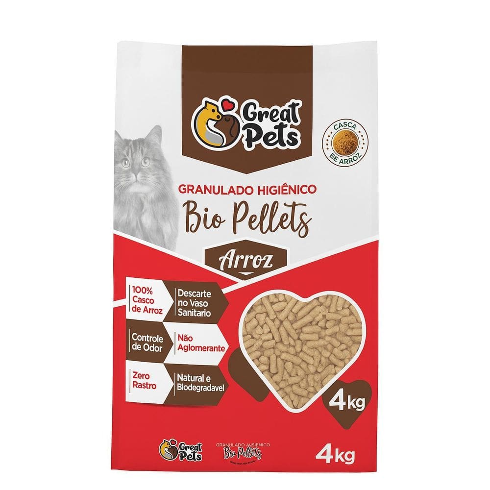 Granulado Sanitário Arroz 4Kg Great Pets Controle Odor