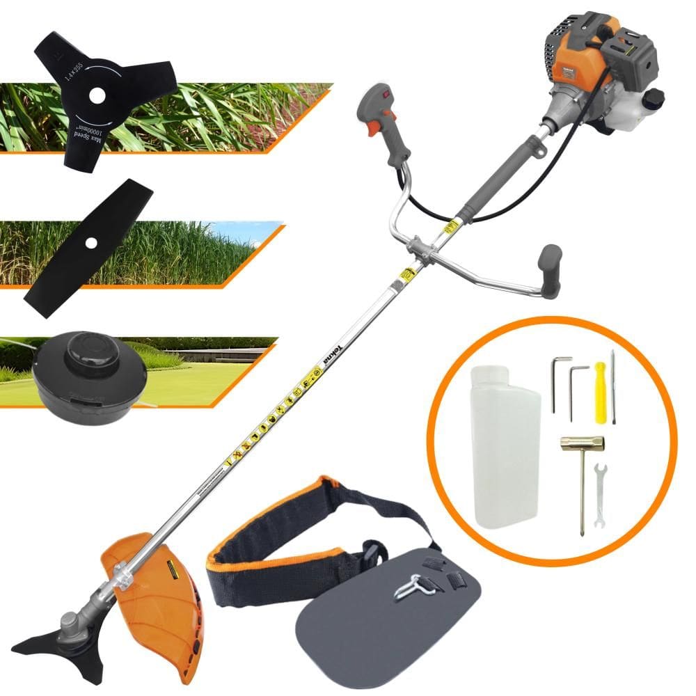 Roçadeira Multifuncional Tekna RL520P 2 Tempos 52cc 2HP de Potência Cortador de Grama Com Cabeçote de Nylon + Lâmina 2 Pontas + Lâmina 3 Pontas