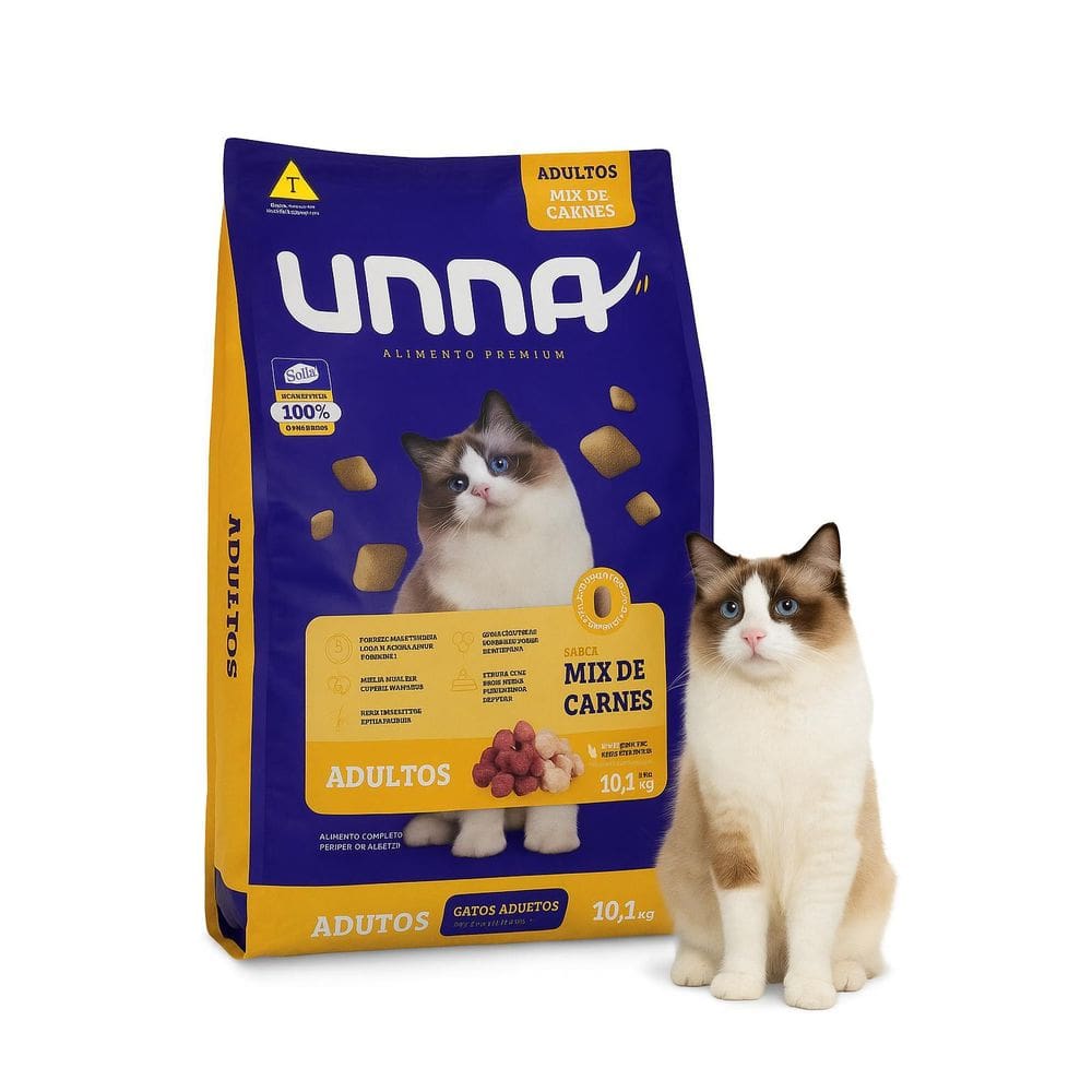 Ração Unna Gatos Adultos 10,1Kg Mix De Carnes Premium