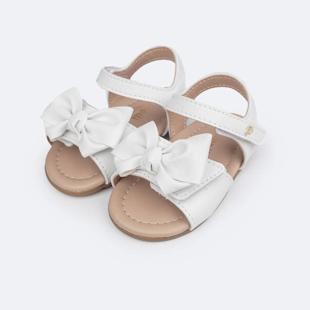 Sandália de bebê Pampili Nana laço duplo branca