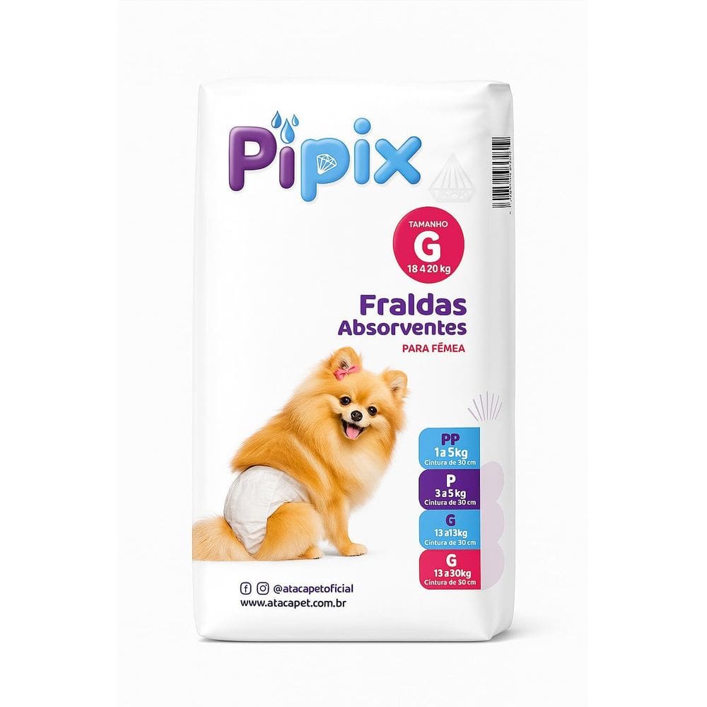 Fralda Absorvente Para Cadelas G 18-20Kg Pipix Pet