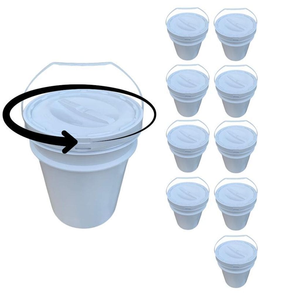 Balde Para Colocar Ração 20L Tampa De Rosquear - Kit 9 Pçs