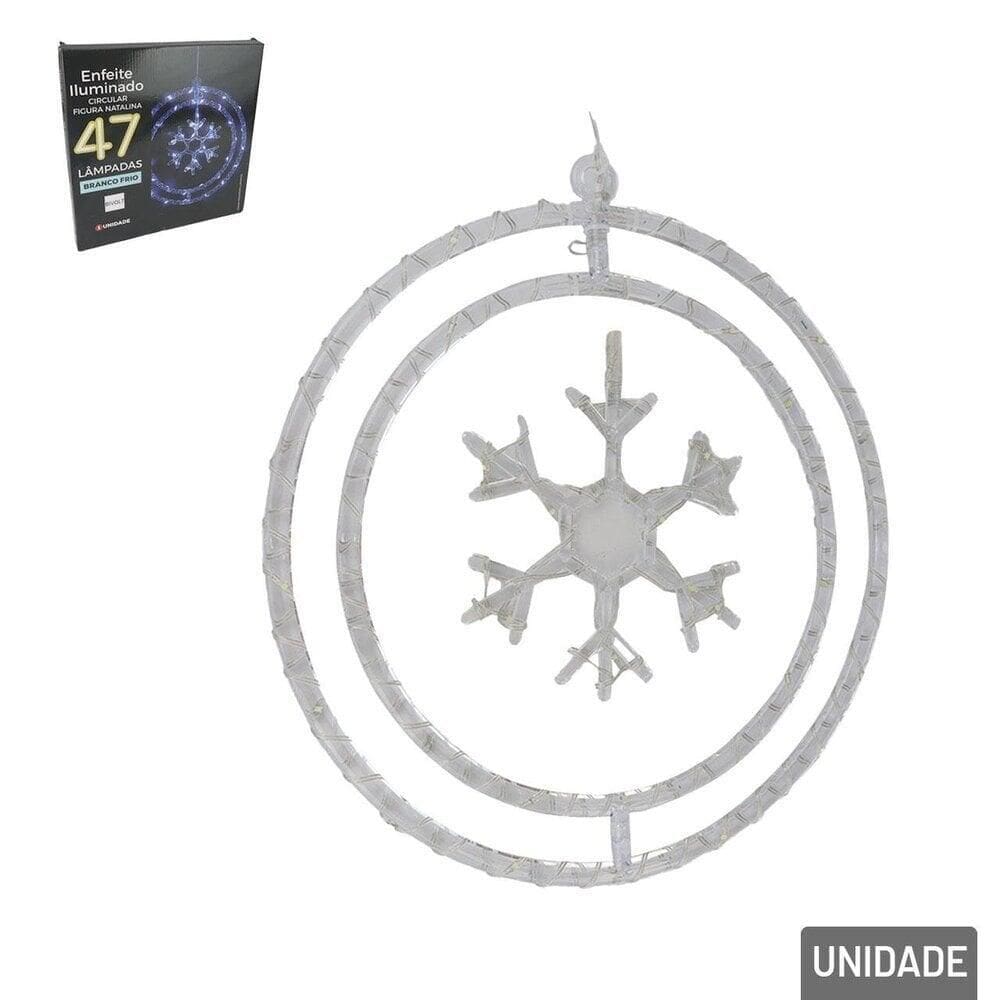 Enfeite Circular Luminoso 32cm 47 LED 8F Bivolt Bc - Tudo em Caixa