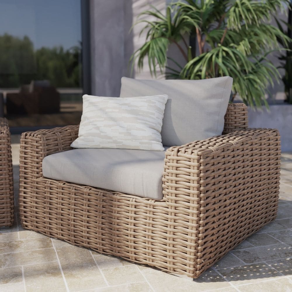 Poltrona De Jardim Em Aluminio E Rattan 80x107 Cm Marrom