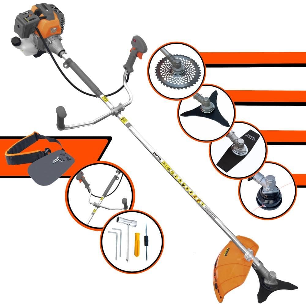 Aparador de Grama Completo Tekna RL520P À Gasolina 2 Tempos 52cc 10.000rpm 2HP de Potência Com Kit 3 Lâminas de Corte e Cabeçote de Nylon