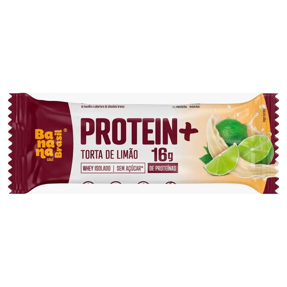 Barra de Proteína Protein+ Banana Brasil com 16g de Proteína Sabor Torta de Limão Zero Açúcar 50g