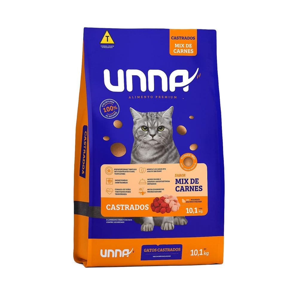 Ração Unna Gatos Castrados 10,1Kg Mix De Carnes Premium