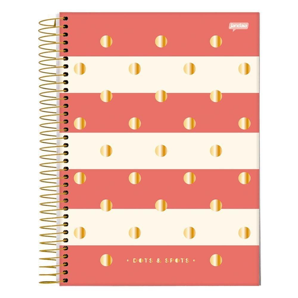 Caderno Espiral Capa Dura Universitário Dots E Spots 10 Matérias 160 Folhas Jandaia Estampa 1