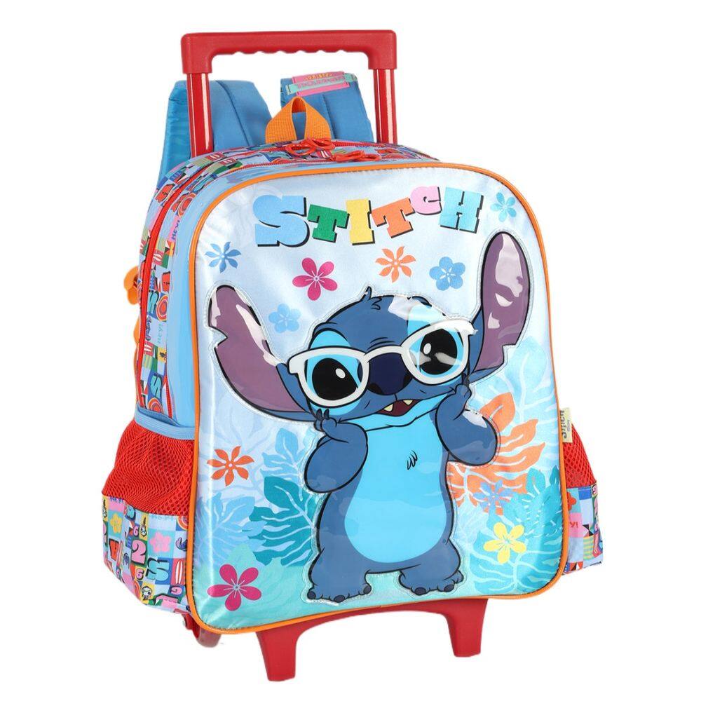 Mochila Grande Rodinha Lilo Stitch Reforçada Azul Disney