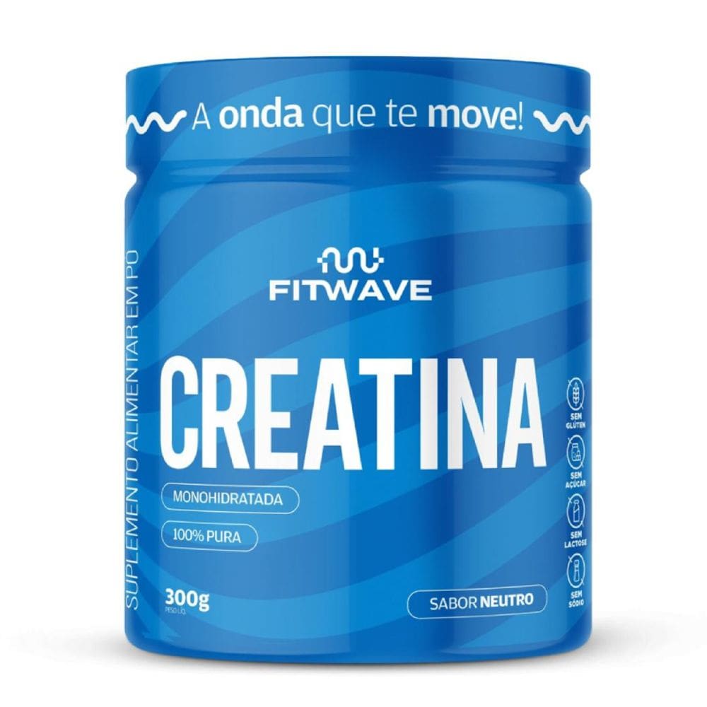 Creatina Monohidratada 100% Pure (300g) FitWave - Suplemento para Força, Hipertrofia e Performance