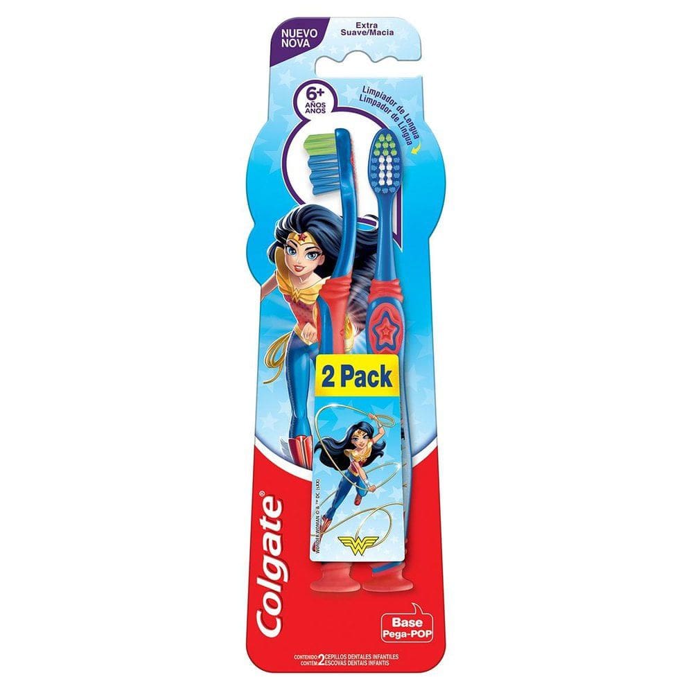 Escova Dente Infantil Smiles 6+ Personagens Cores 2 Unidades