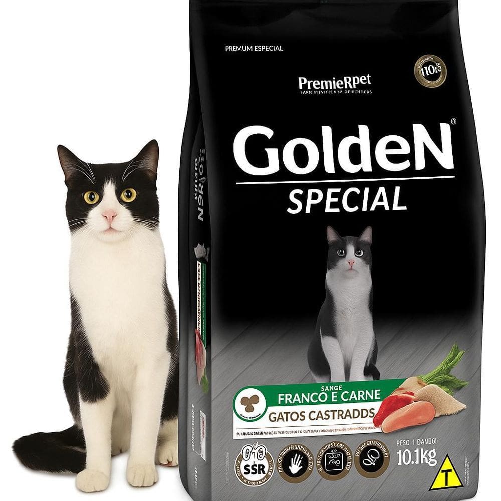 Melhor Ração Golden Gatos Castrados 10,1Kg Premium Especial