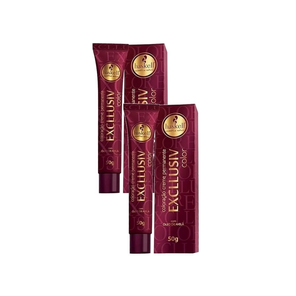 Kit 2 Tintura Creme Haskell Excllusiv Color Castanho Claro 5.0 50g
