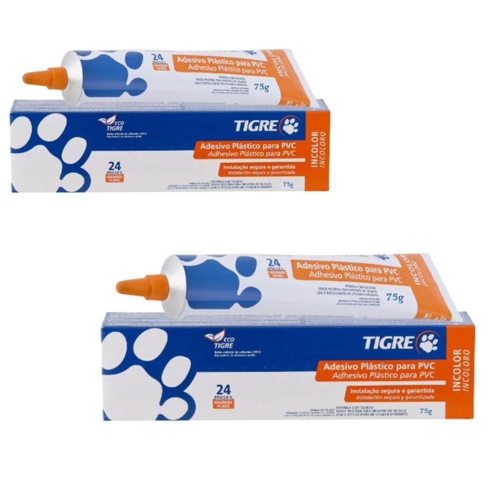 Kit 2 Bisnaga Cola Adesivo Incolor Tubo Cano Pvc 75G