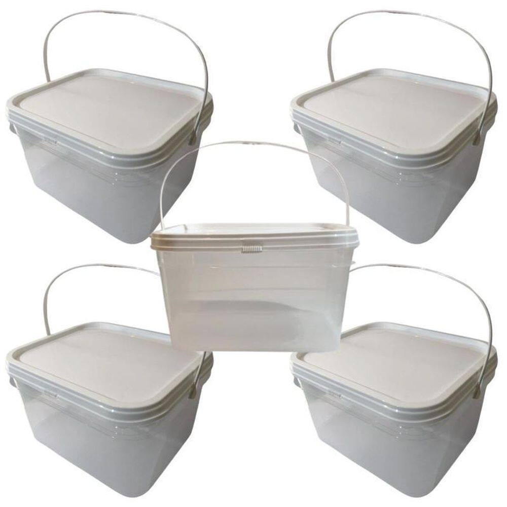 Balde De Plastico Para Ração-Kit 5 Pçs