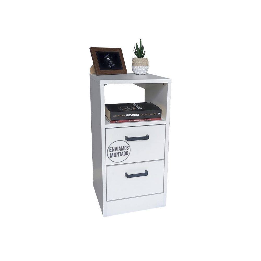 Mesa Cabeceira Branca 30Cm Gaveta Pux. Arquivo -Sem Rodinhas
