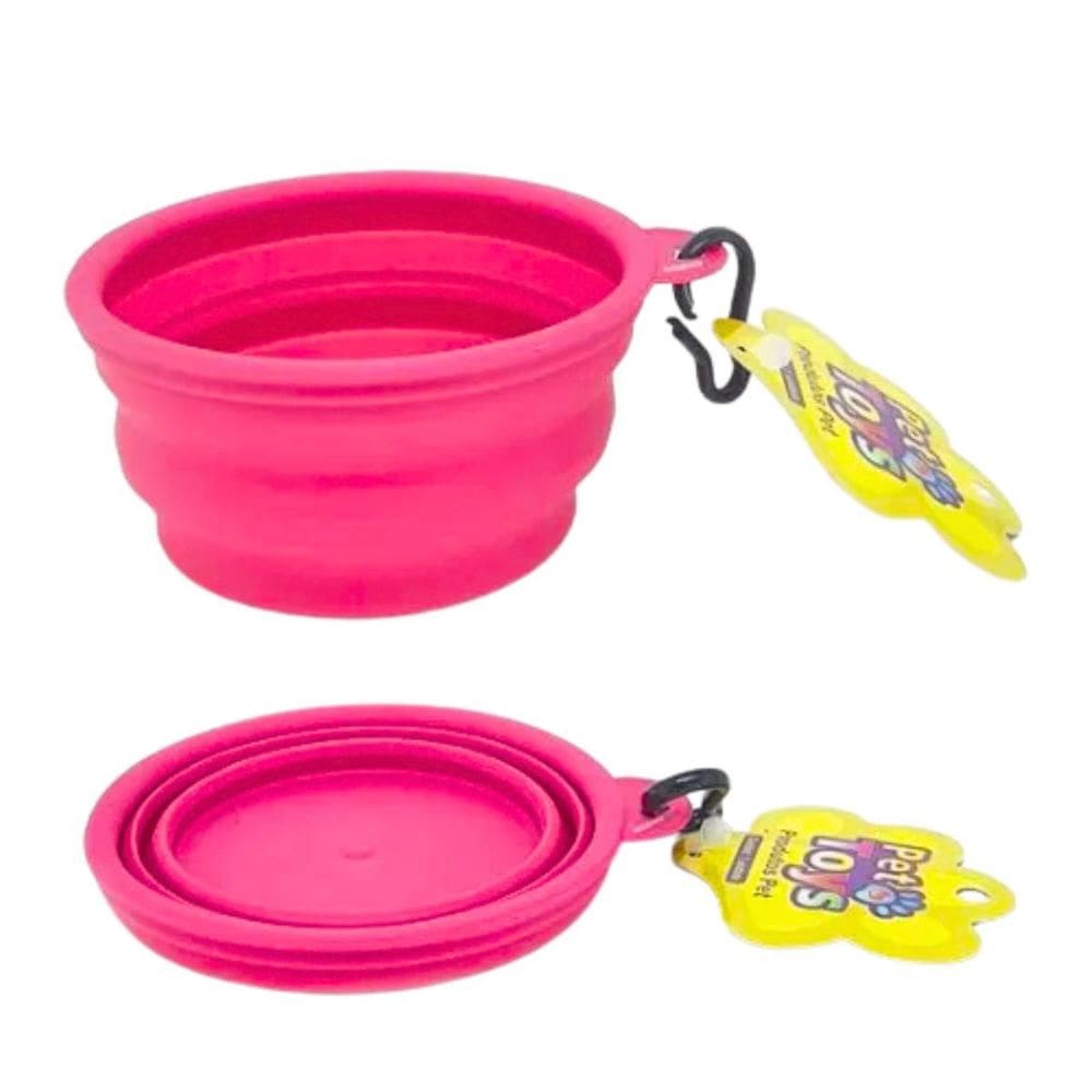 Comedouro Bebedouro Retrátil Para Cães E Gatos 400 Ml Rosa