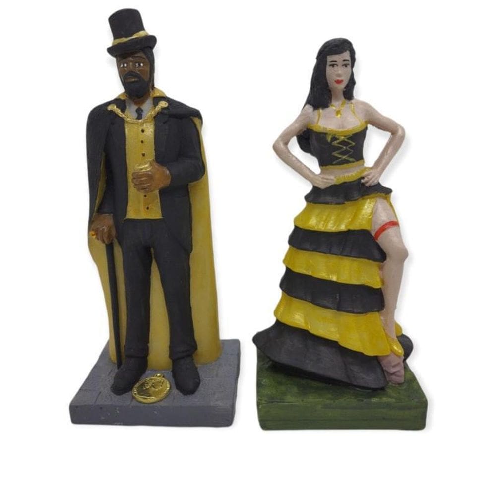 Casal Orixás Exú E Pomba Gira 15 Cm Resina-Seleciona A Cor