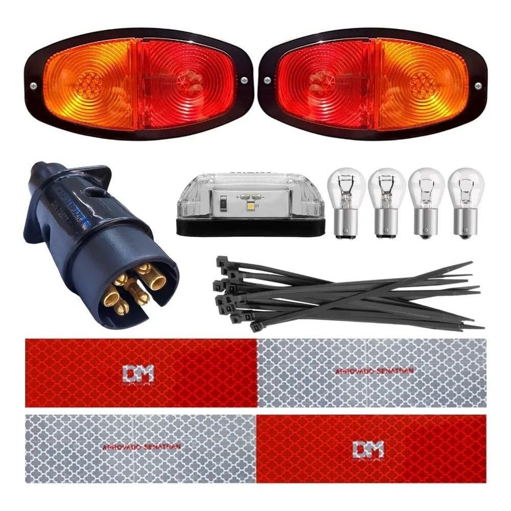 2X Kit Elétrico Instalação Lanterna Carretinha Reboque Engat