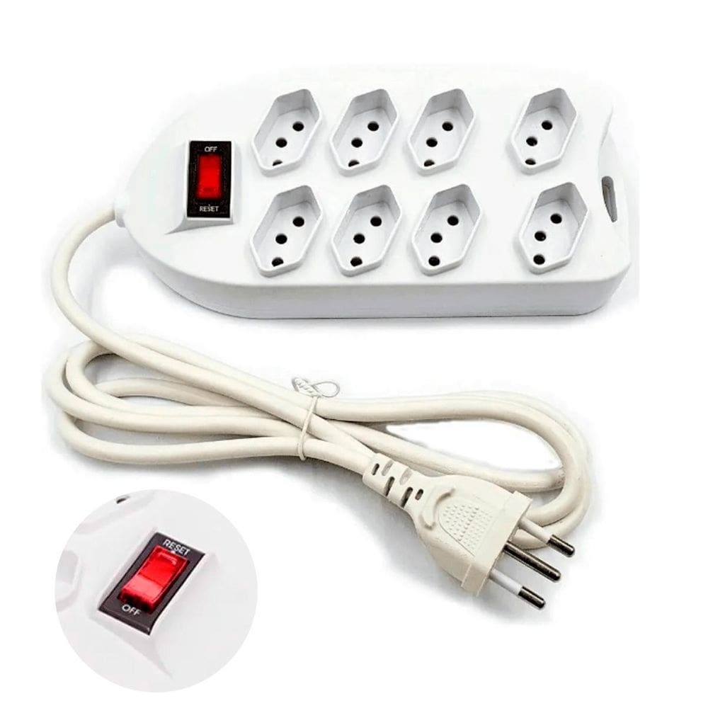 Régua 8 Saídas Extensão 2M Bivolt Conecte Com Segurança