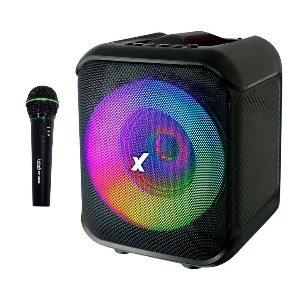 Caixa Som Amplificada Portátil Bluetooth 150W Rms Microfone sem Fio Fm Mp3 Usb Led Amvox Aca 150 Pop