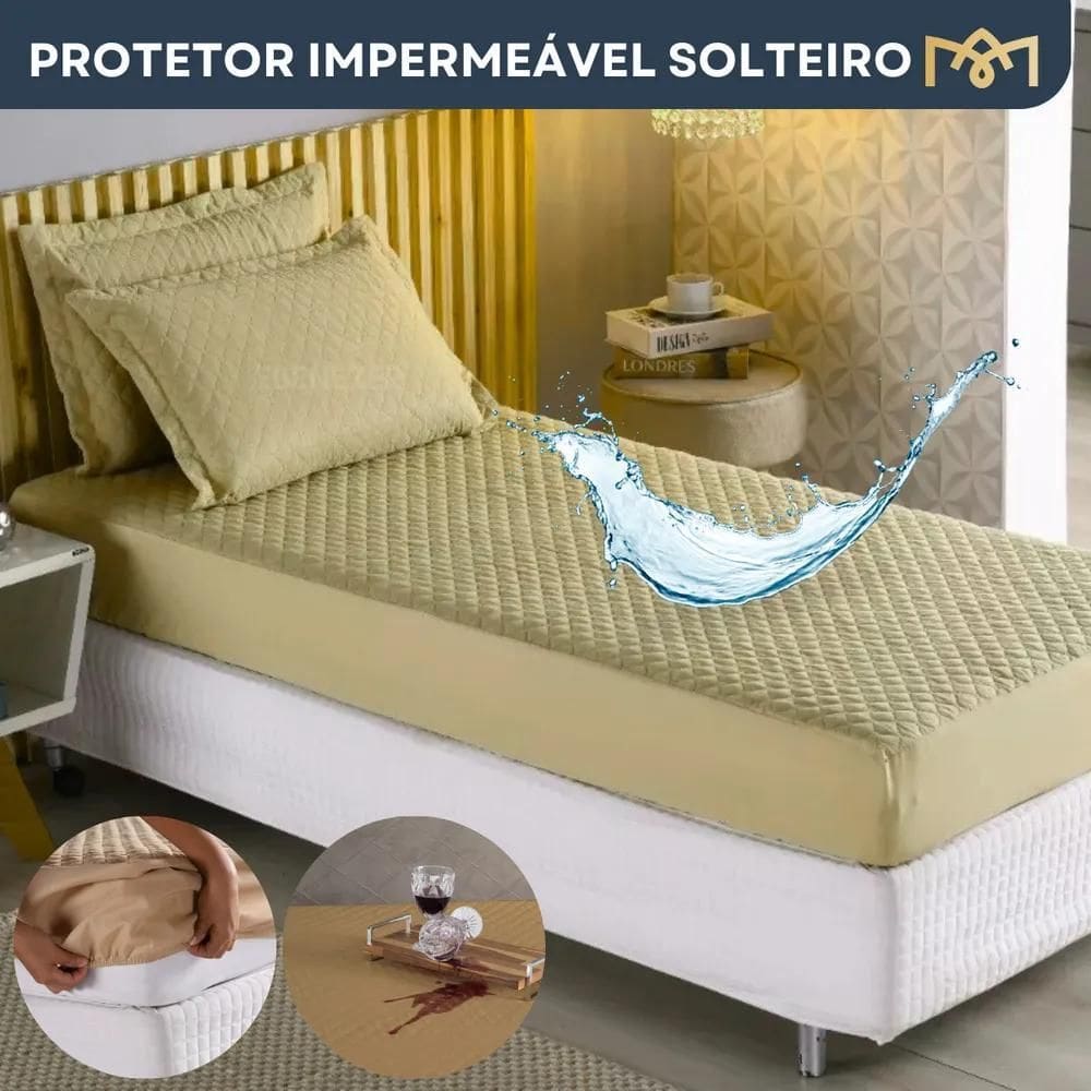 Capa De Colchão Impermeável Solteiro Matelado Protetor Antia