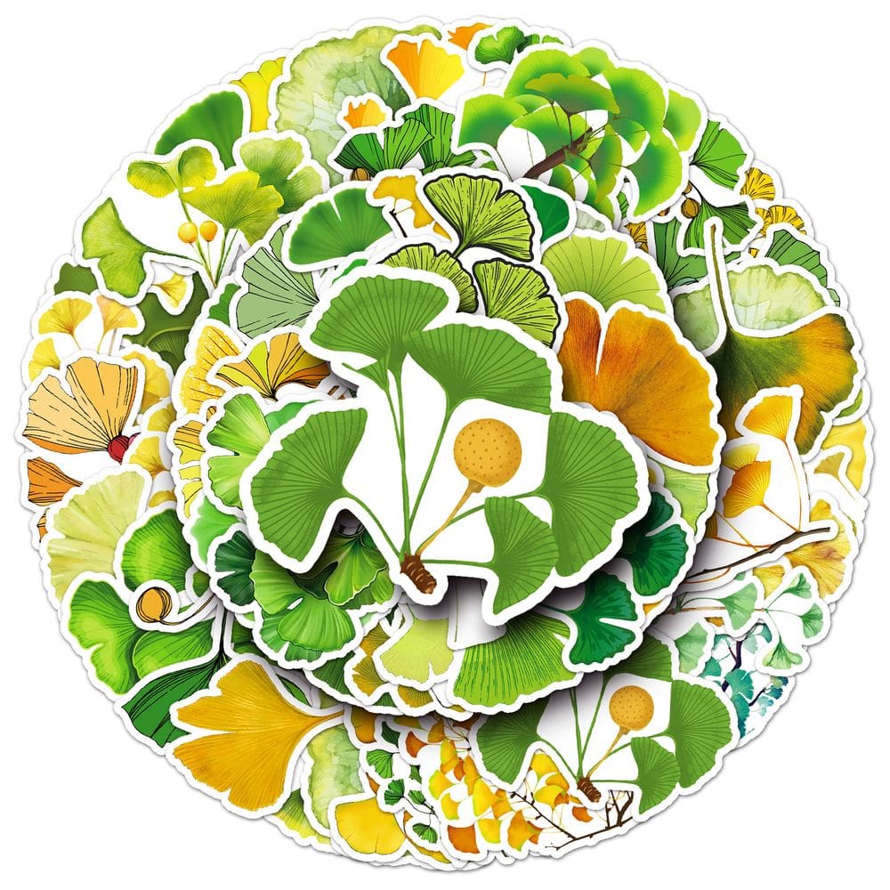 Adesivos, folhas de ginkgos, folhas de outono, impermeáveis, 50 unidades