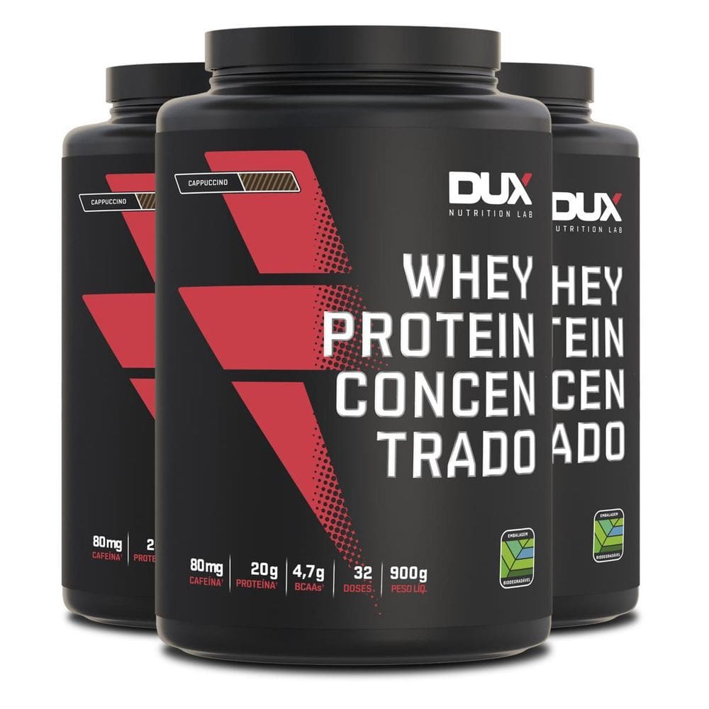 Kit 3 Whey Protein Concentrado Dux Cappuccino 900G
