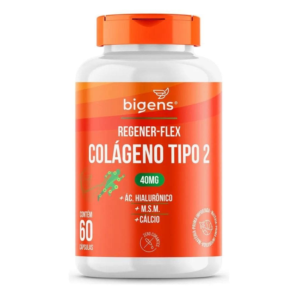 2X Regener Flex Colágeno Tipo 2 40Mg Cálcio 60 Cáps Bigens