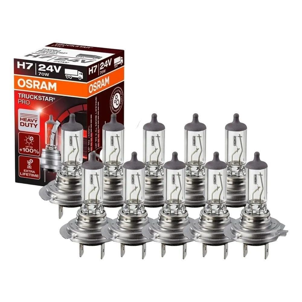 2X Kit 10 Lâmpada Caminhão H7 Osram Linha Truckstar Pro 24V